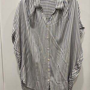 Madewell Navy and White Striped Button Down Shirt